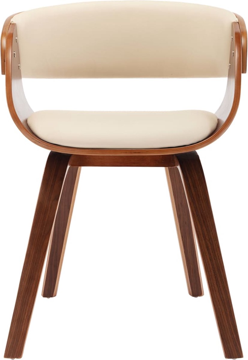 Vidaxl Eetkamerstoelen 2 St Gebogen Hout En Kunstleer Crème