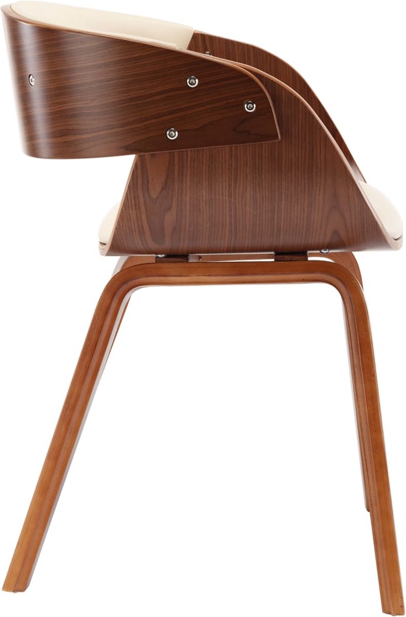 Vidaxl Eetkamerstoelen 2 St Gebogen Hout En Kunstleer Crème