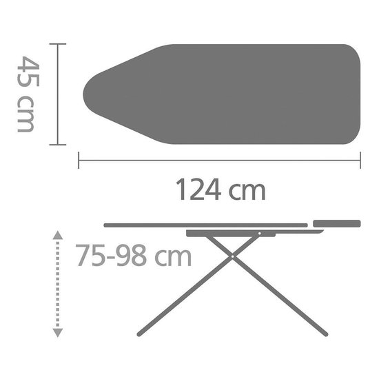 Brabantia Strijkplank C Met Solide Stoomunithouder - 124x45 Cm - Cotton Flower - Blauw
