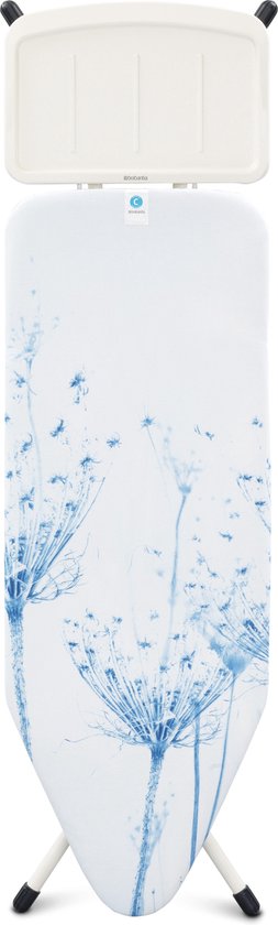 Brabantia Strijkplank C Met Solide Stoomunithouder - 124x45 Cm - Cotton Flower - Blauw