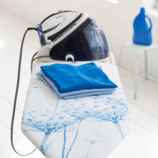 Brabantia Strijkplank C Met Solide Stoomunithouder - 124x45 Cm - Cotton Flower - Blauw