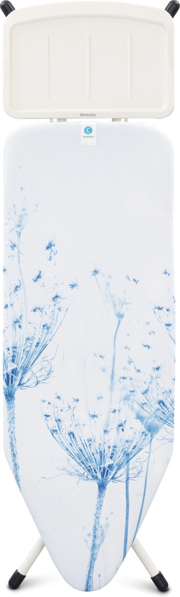 Brabantia Strijkplank C Met Solide Stoomunithouder - 124x45 Cm - Cotton Flower - Blauw