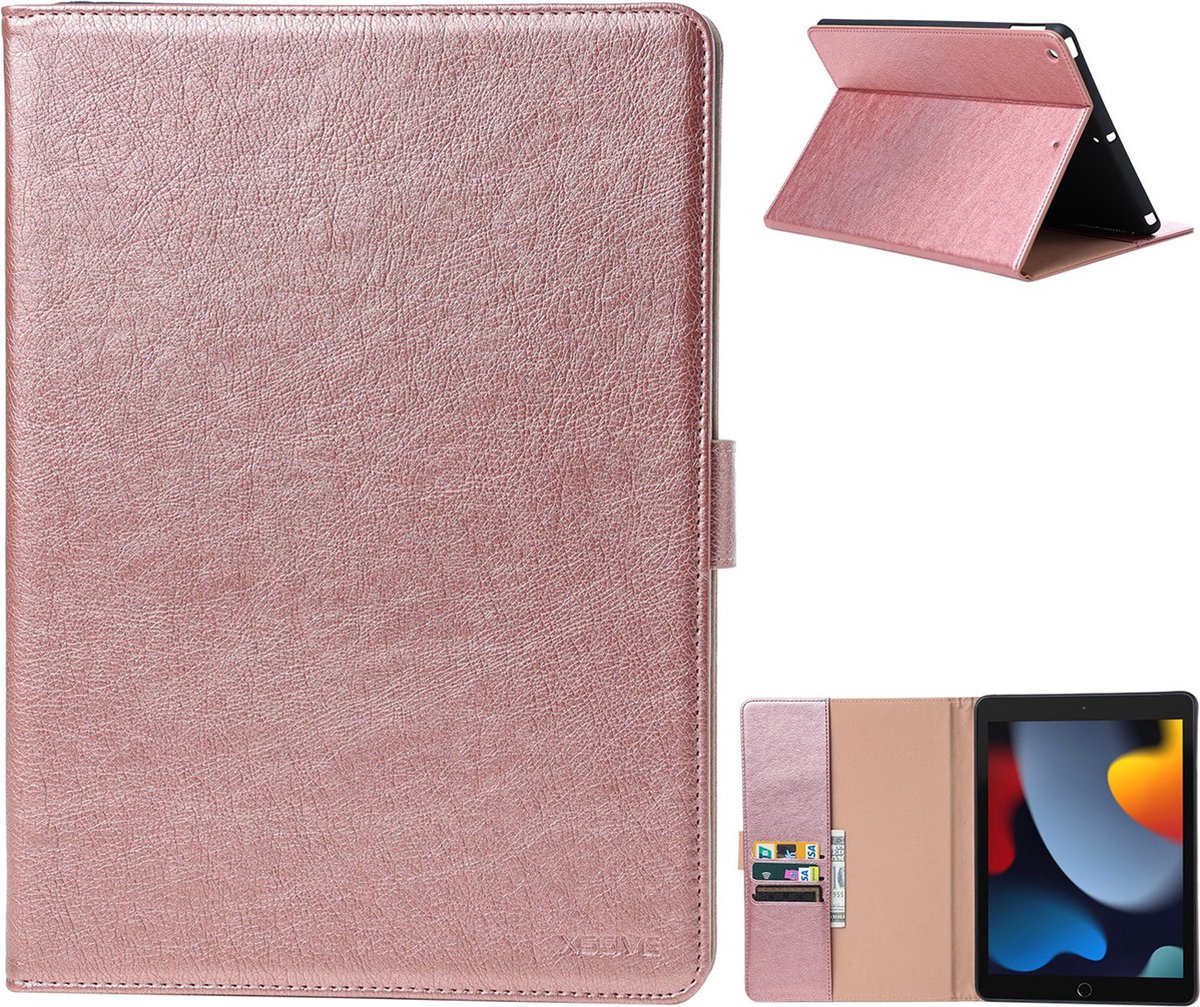 Premium Leren Boekmodel hoes iPad 9 - iPad 8 - iPad 7 - Roségoud