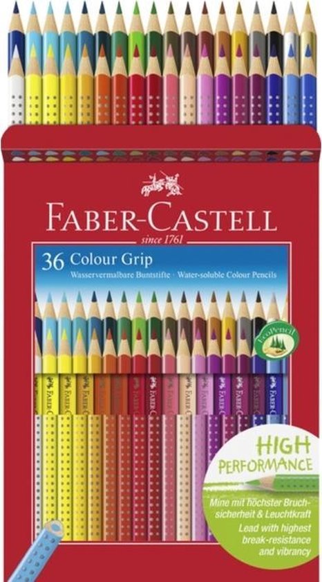 Faber Castell Kleurpotlood Fc Grip 36 Stuks 2 Rijen Van 18 Stuks Kartonetui