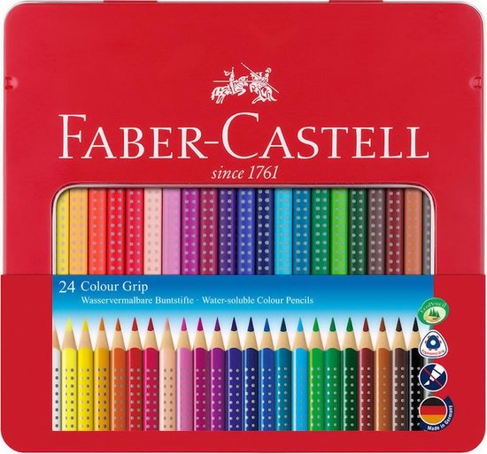 Faber Castell Kleurpotlood Grip Metalen Etui A 24 Stuks