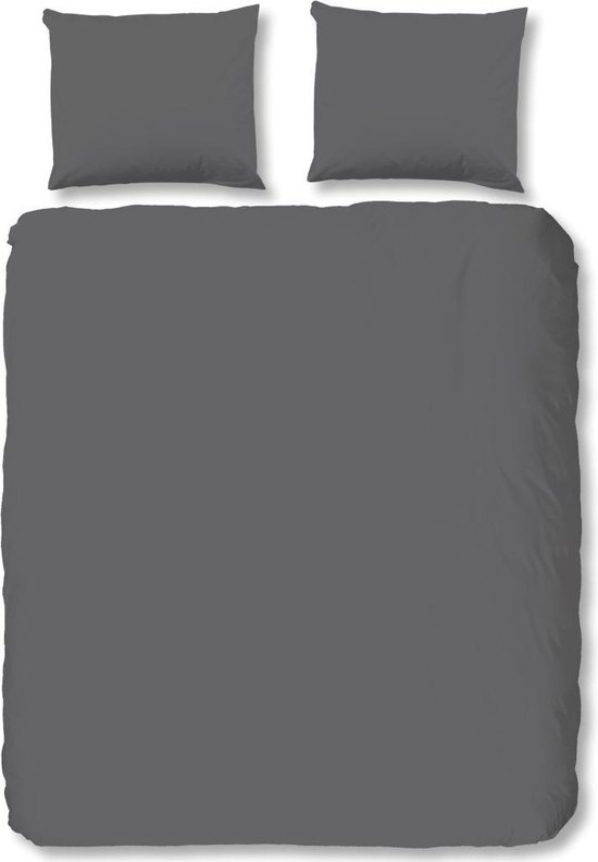 Hip Uni Satin Dekbedovertrek - Lits-jumeaux (240x200/220 Cm + 2 Slopen) - Katoen Satijn - Grey - Grijs