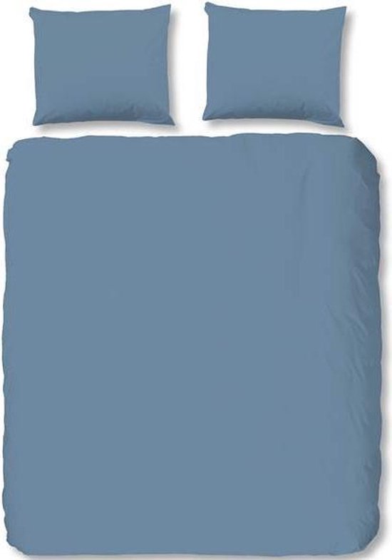 Hip Uni Satin Dekbedovertrek - 1-persoons (140x200/220 Cm + 1 Sloop) - Katoen Satijn - Ice Blue - Blauw