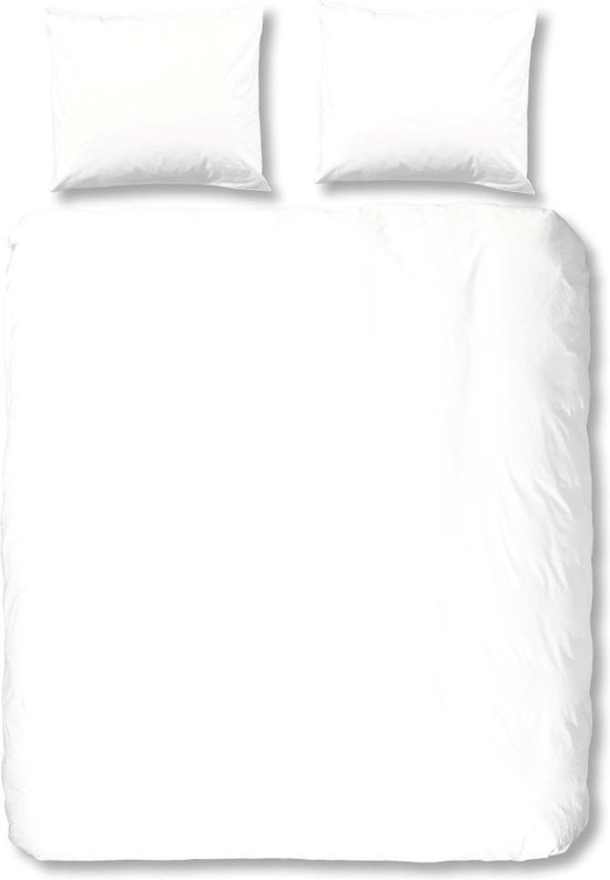 Hip Uni Satin Dekbedovertrek - 2-persoons (200x200/220 Cm + 2 Slopen) - Katoen Satijn - White - Wit