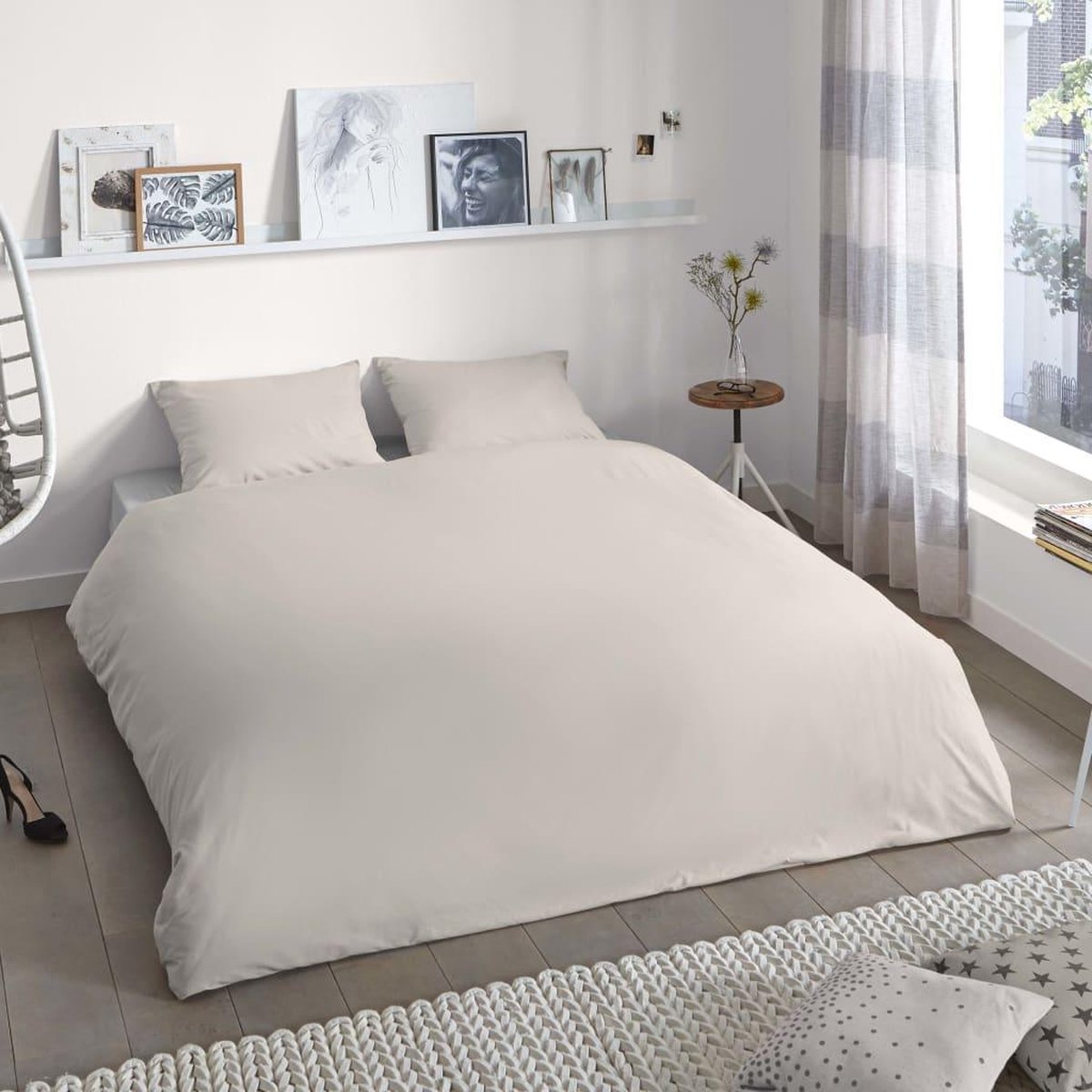 Good Morning Uni Dekbedovertrek - Lits-jumeaux (240x200/220 Cm + 2 Slopen) - Katoen - Light Sand - Beige