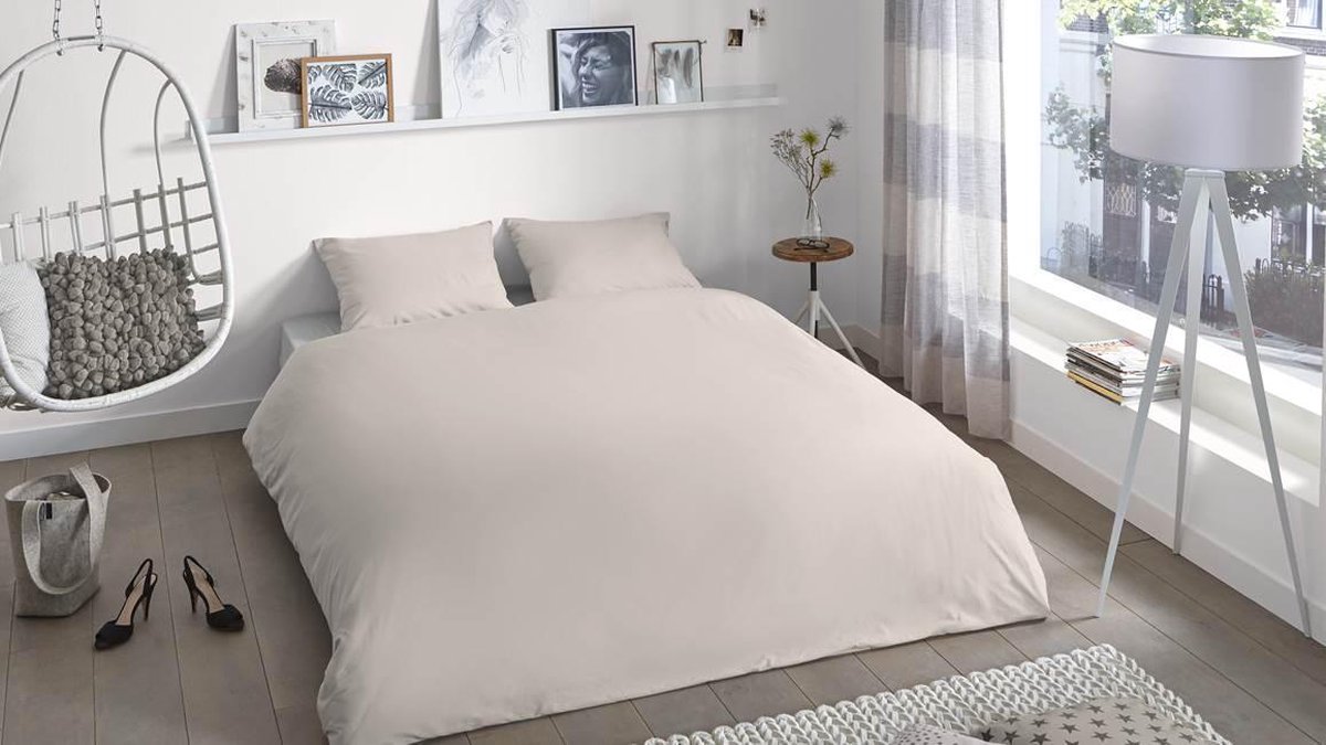 Good Morning Uni Dekbedovertrek - Lits-jumeaux (240x200/220 Cm + 2 Slopen) - Katoen - Light Sand - Beige