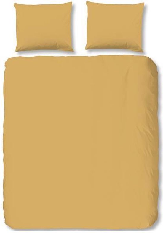 Hip Uni Satin Dekbedovertrek - 2-persoons (200x200/220 Cm + 2 Slopen) - Katoen Satijn - Ochre - Bruin