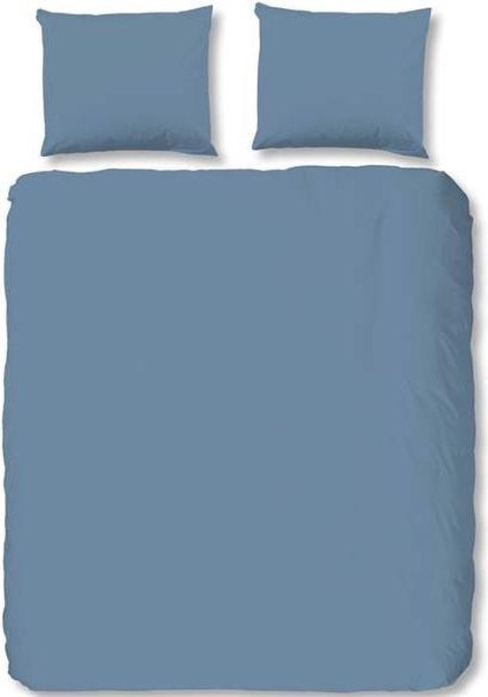 Hip Uni Satin Dekbedovertrek - Lits-jumeaux (240x200/220 Cm + 2 Slopen) - Katoen Satijn - Ice Blue - Blauw