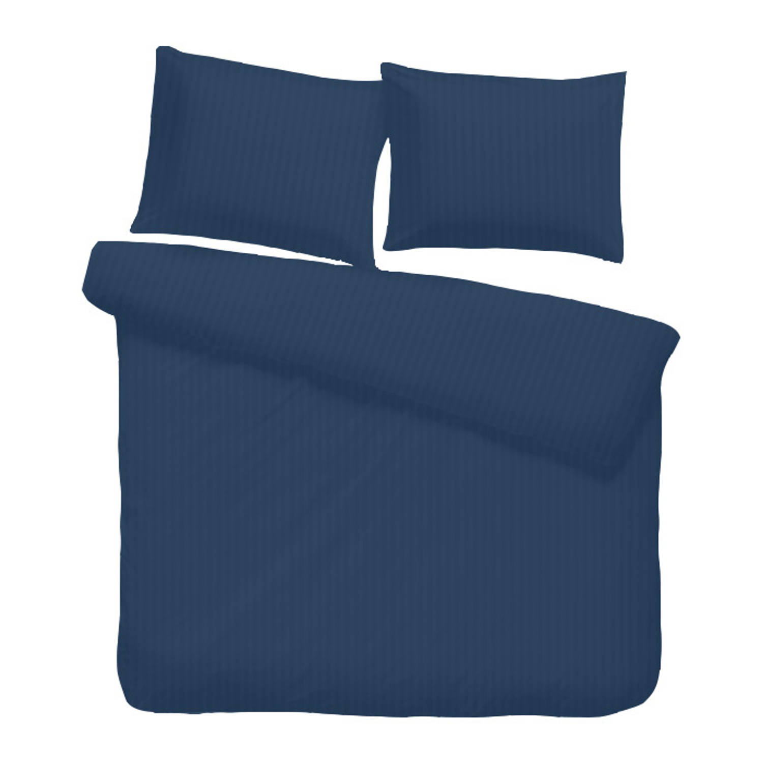 iSleep Dekbedovertrek Satijnstreep - Donker - Lits-jumeaux 240x200/220 Cm - Blauw