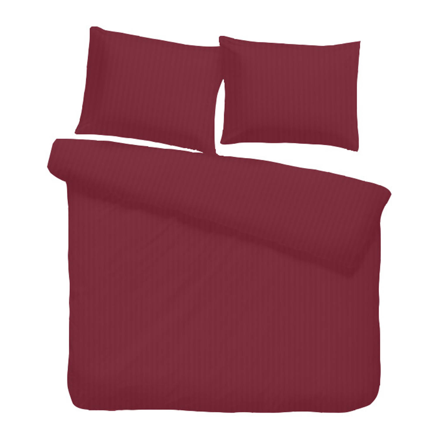 iSleep Dekbedovertrek Satijnstreep - Bordeaux - 2-persoons 200x200/220 Cm - Rood