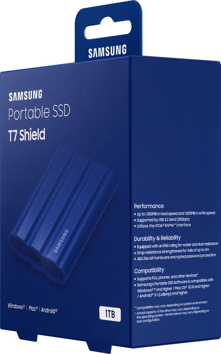 Samsung T7 Shield 1TB - Blauw