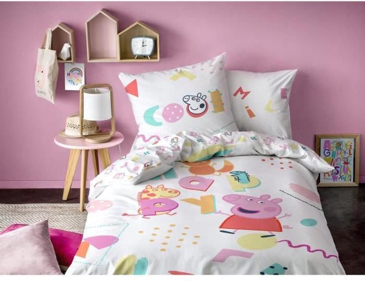 Peppa Pig Memphis Dekbedovertrek - Eenpersoons - 140 X 200 Cm - Multi