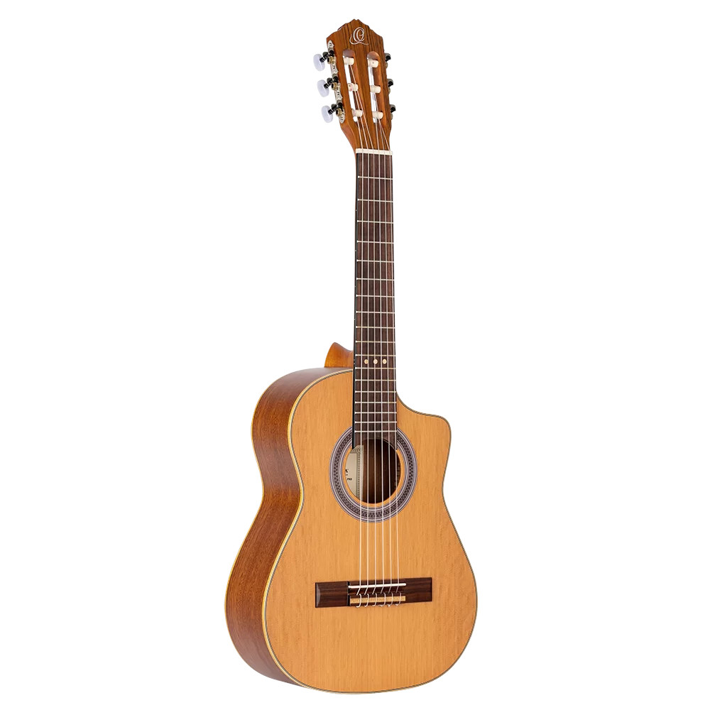 Ortega RQ39 Requinto Series Pro Guitar Natural 1/2-formaat klassieke gitaar met gigbag