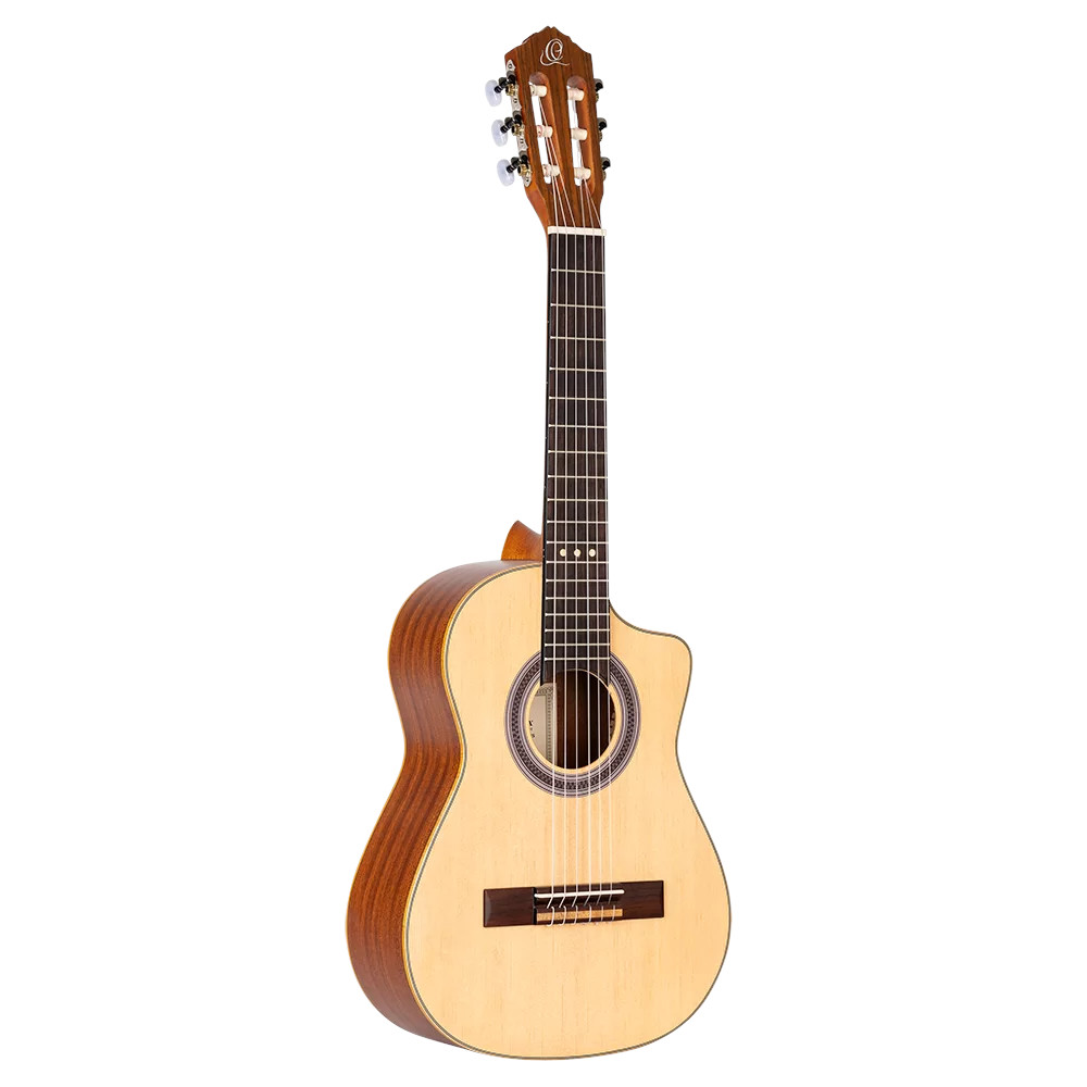 Ortega RQ25 Requinto Series Guitar Natural 1/2-formaat klassieke gitaar met gigbag