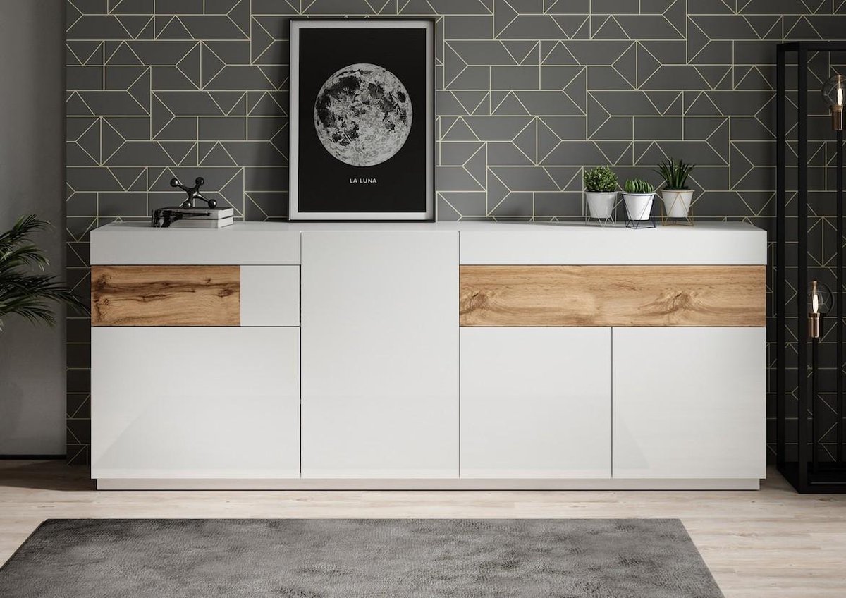 Meubella - Dressoir Sublime Eiken - 219 Cm - Wit