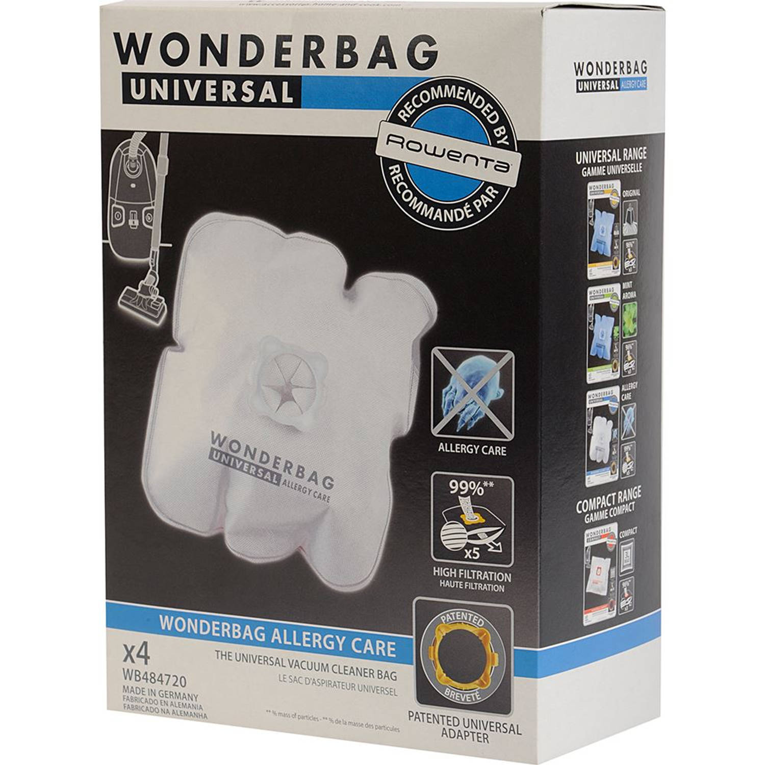 Rowenta Stofzuigerzakken Wonderbag Allergy 4 Stuks