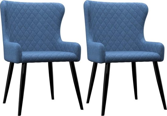 Vidaxl Eetkamerstoelen 2 St Stof - Blauw