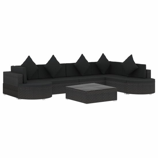 Vidaxl 8-delige Loungeset Met Kussens Poly Rattan - Zwart