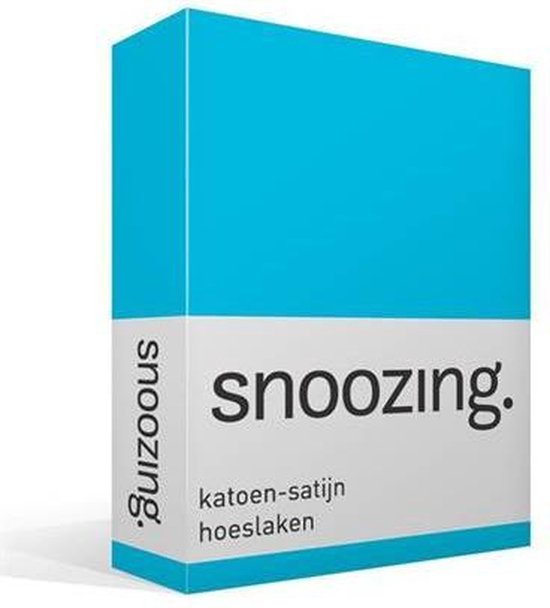 Snoozing - Katoen-satijn - Hoeslaken - 90x210 - - Turquoise