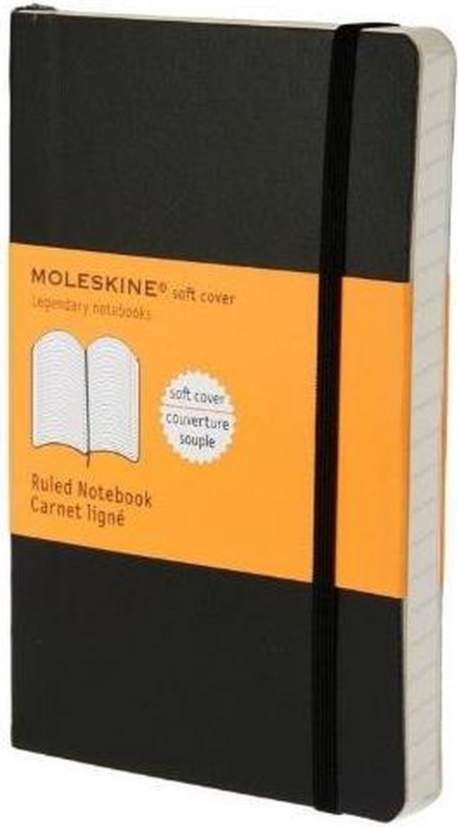 Moleskine Notitieboek, Ft 9 X 14 Cm, Gelijnd, Soepele Cover, 192 Bladzijden, - Zwart