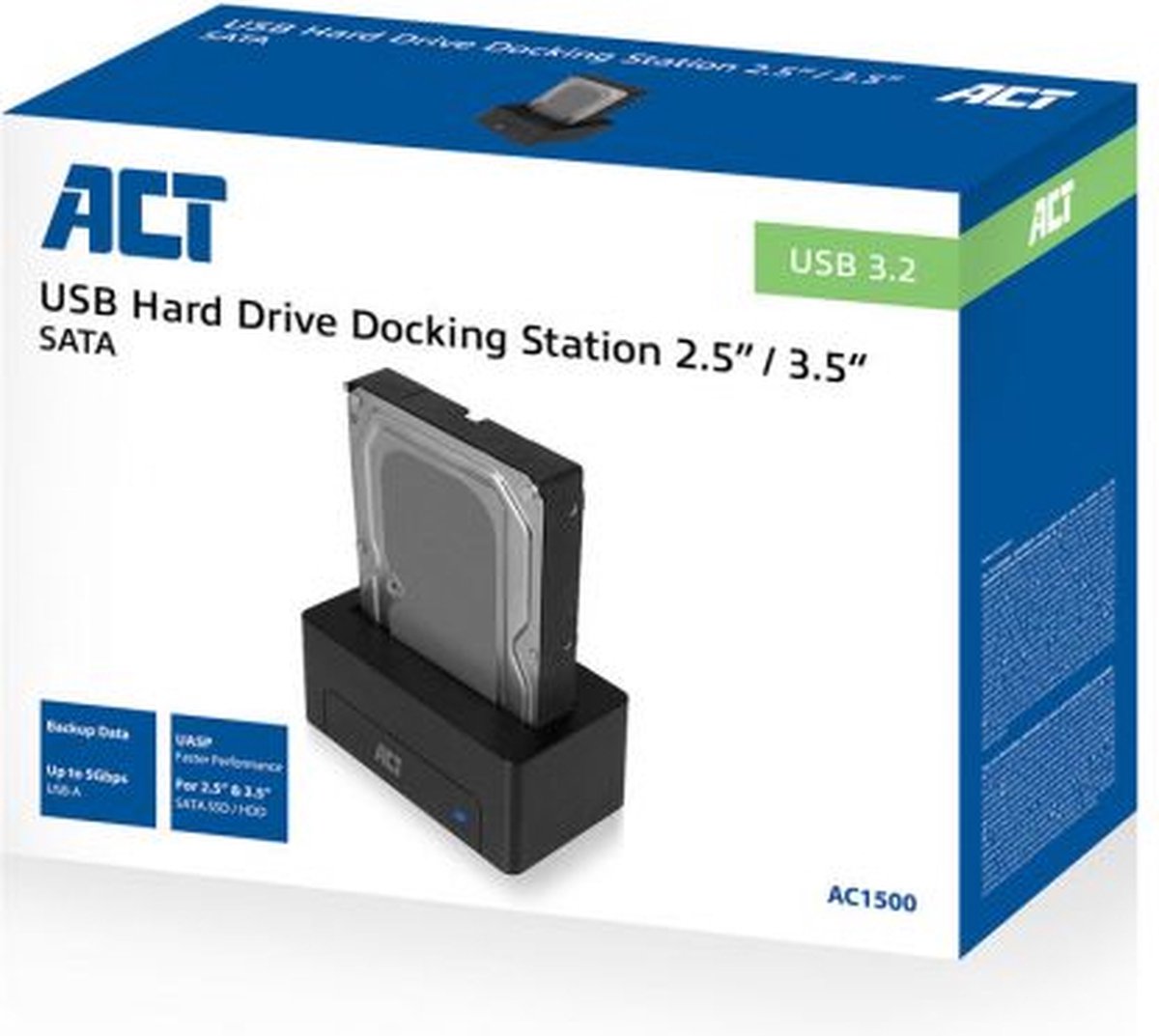 ACT 2.5"/3.5" SATA harde schijf docking station USB 3.2 Gen1