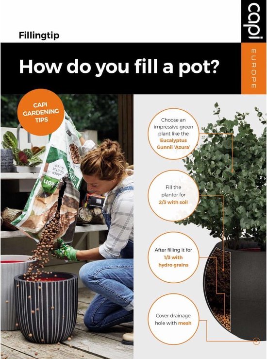 Capi Europe Pot Vierkant Rib Nl 30x30x30 Antraciet - Zwart