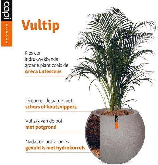 Capi Europe Pot Vierkant Rib Nl 30x30x30 Antraciet - Zwart