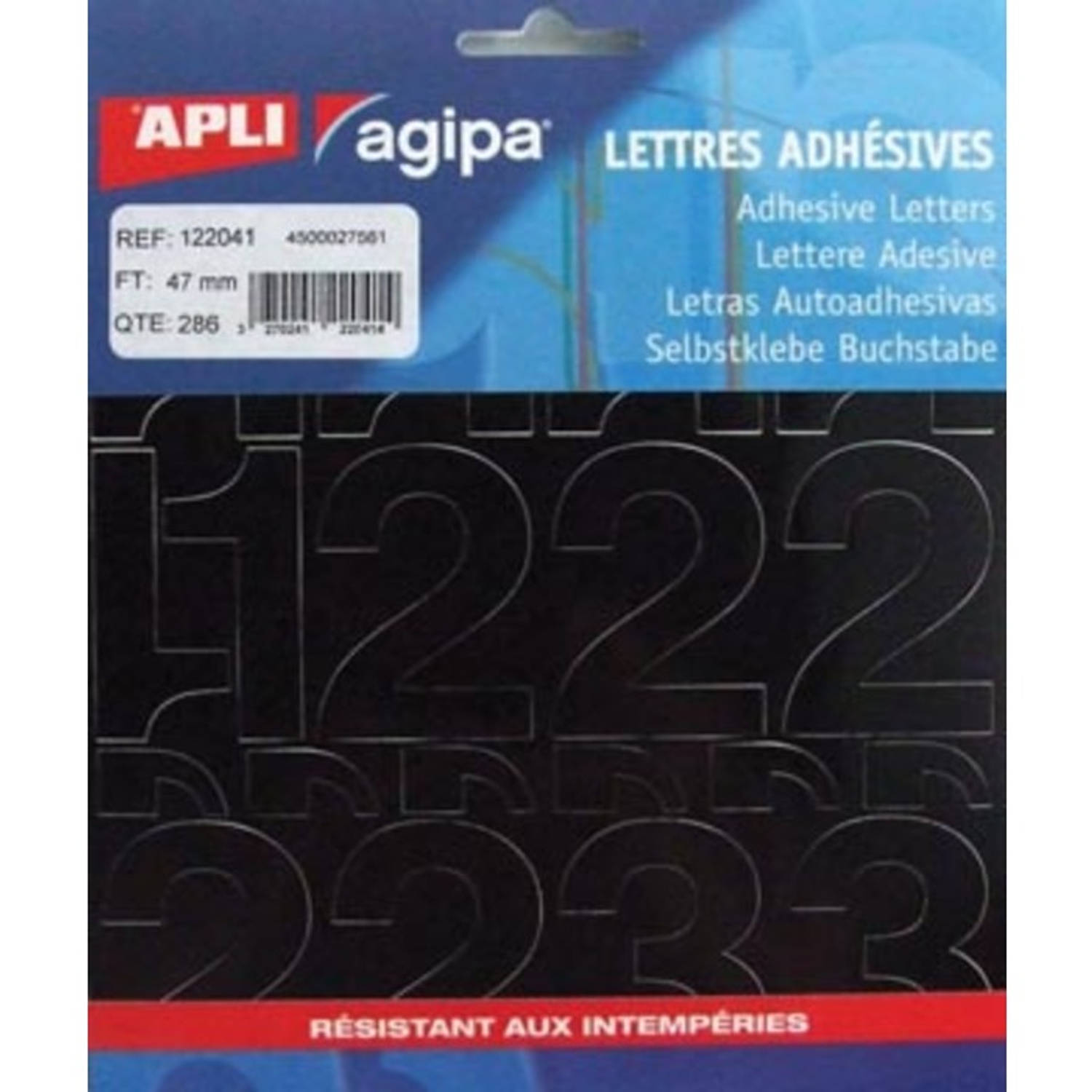 Agipa Etiketten Cijfers En Letters Letterhoogte 47 Mm, 286 Cijfers