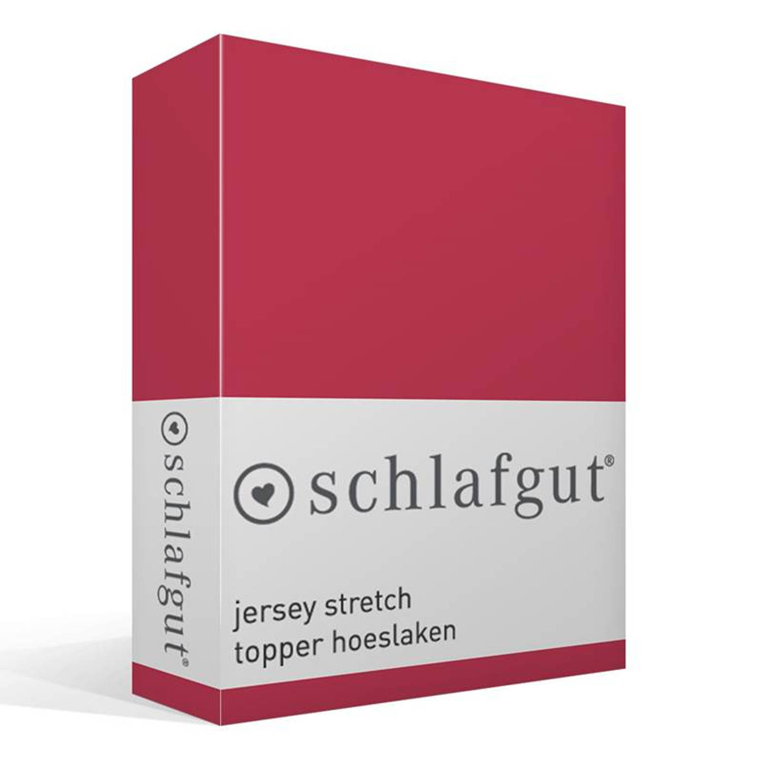 Schlafgut Jersey Stretch Topper Hoeslaken - 95% Gebreide Katoen - 5% Elastan - Lits-jumeaux (180/200x200/220 Cm) - - Rood