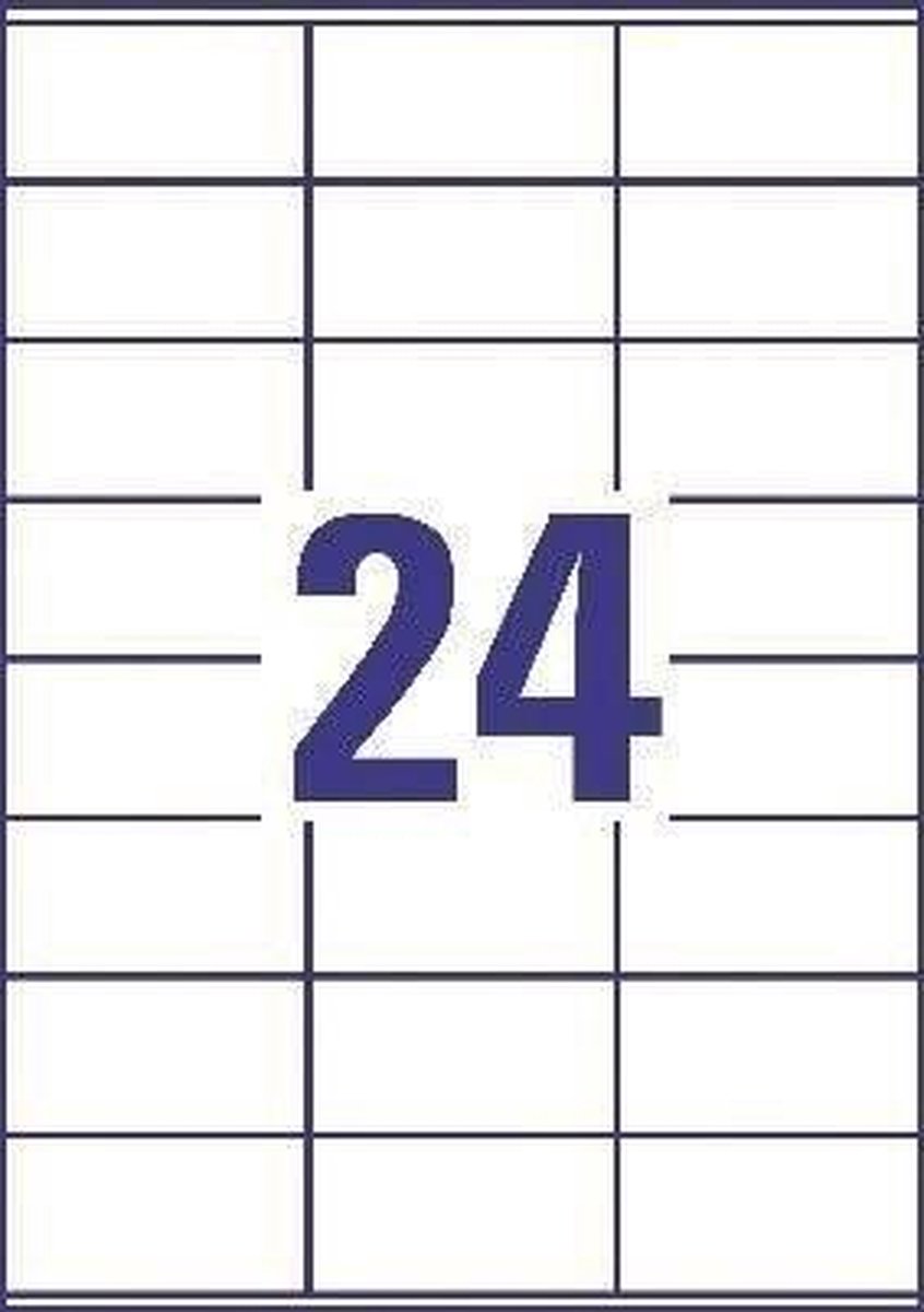 Avery te Etiketten Quickpeel Ft 70 X 36 Mm (B X H),2.400 Stuks, 24 Per Blad, Doos Van 100 Blad - Wit