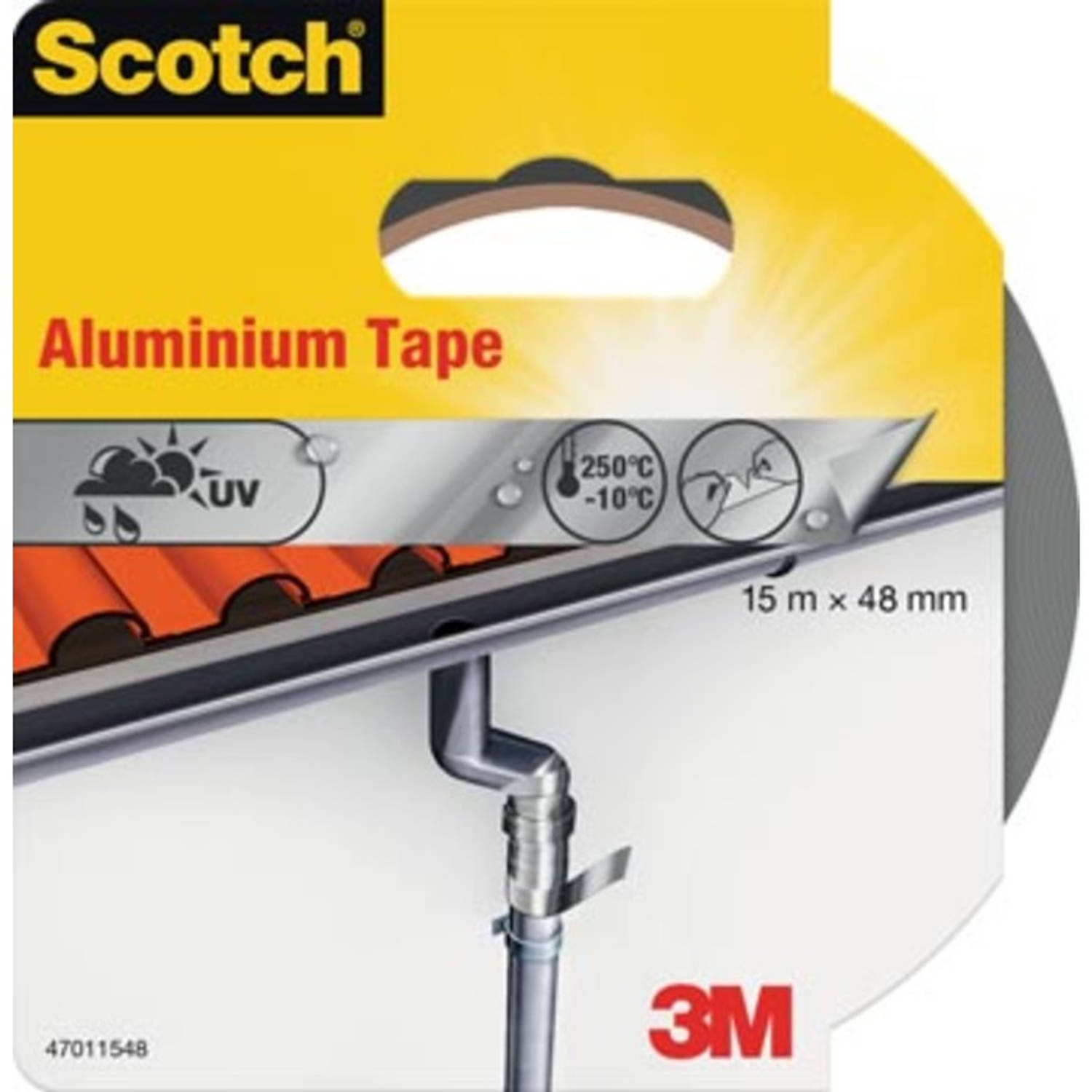 Scotch Reparatieplakband Aluminium, Ft 48 Mm X 15 M, Blisterverpakking