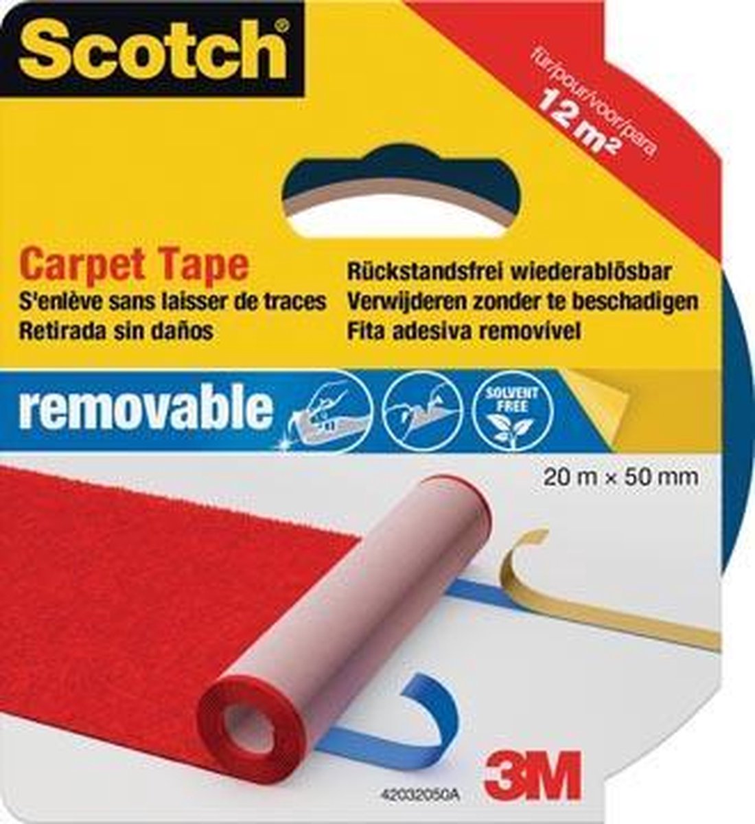 Scotch Tapijttape, Verwijderbaar, 55 Mm, Rol Van 20 M