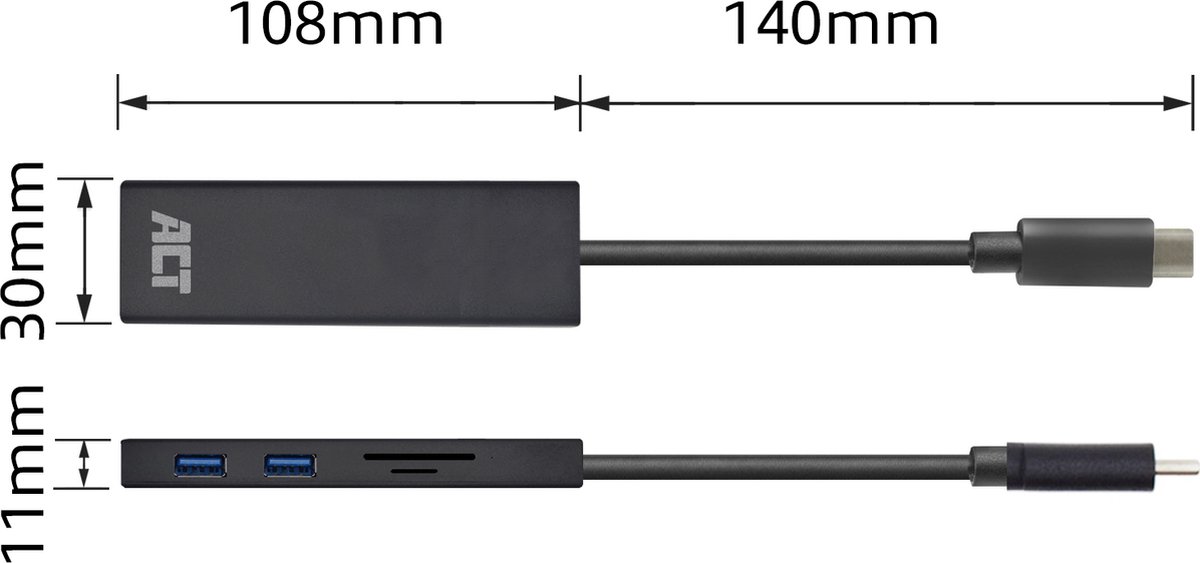 ACT AC6405 USB-C hub en kaartlezer
