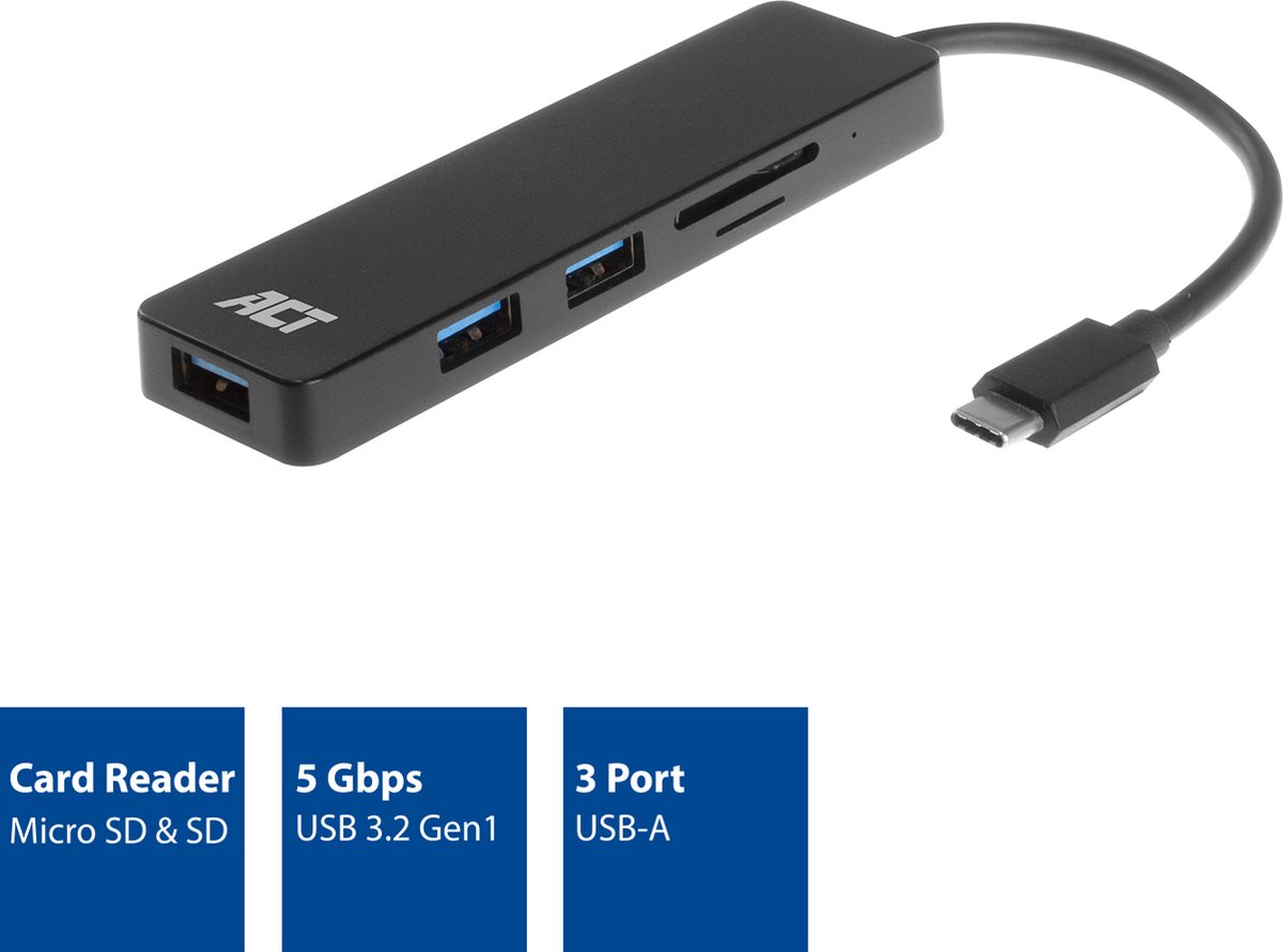 ACT AC6405 USB-C hub en kaartlezer
