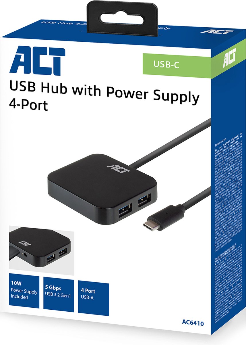 ACT AC6410 USB-C hub met adapter
