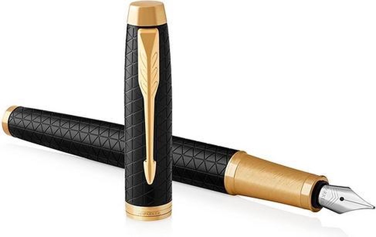 Parker Im Premium Vulpen Fijn, Zwart Gt - Blauw