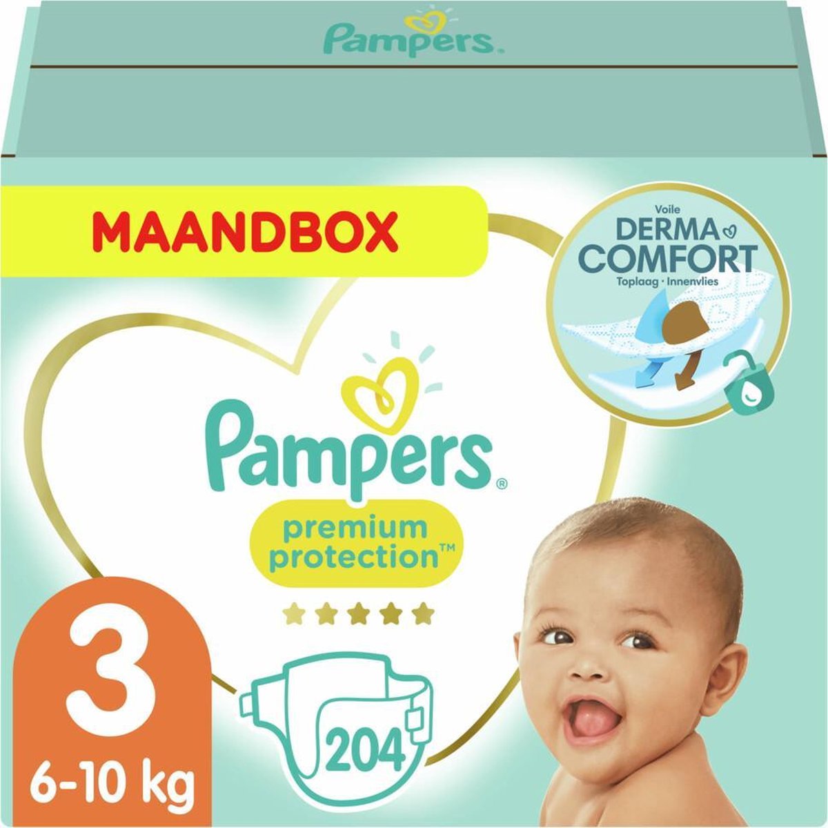 Pampers Premium Protection Maat 3 - 204 Luiers Maandbox