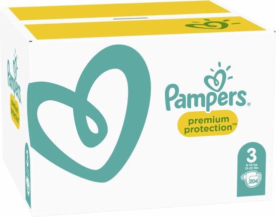 Pampers Premium Protection Maat 3 - 204 Luiers Maandbox