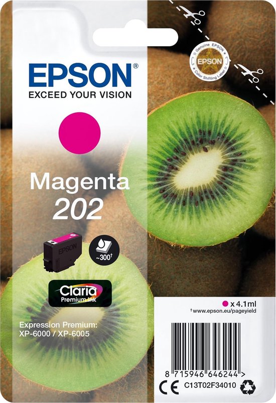 Epson Kiwi Singlepack 202 Claria Premium Ink - Magenta