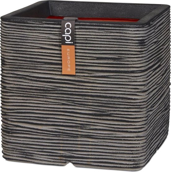 Capi Europe Pot Vierkant Rib Nl 40x40x40 Antraciet - Zwart