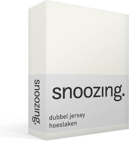 Snoozing - Dubbel Jersey - Hoeslaken - Eenpersoons - 90x210/220 Cm - Ivoor - Wit