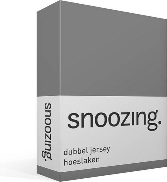 Snoozing - Dubbel Jersey - Hoeslaken - Eenpersoons - 80/90x200 Cm - - Grijs