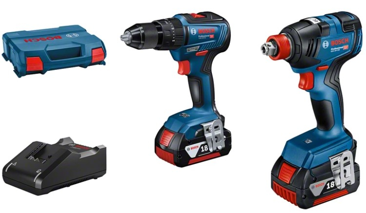 Bosch Combopack GSB 18V-55 Accu schroef-klopboormachine + GDX 18V-200 Slag(moer)schroevendraaier | 2 x 4.0Ah accu&apos;s + lader