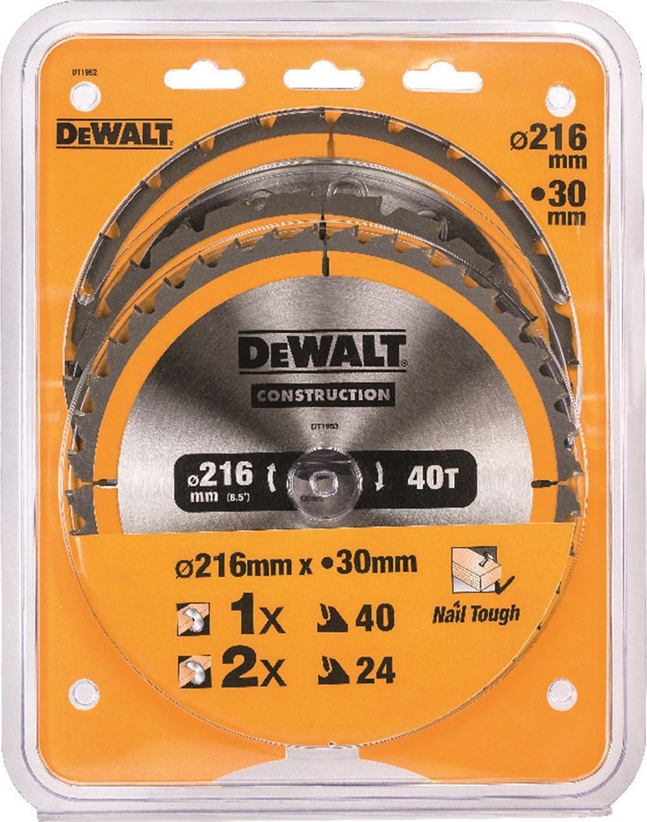 DeWalt 216 x 30 mm 3 PCs. Siembra de hoja de sierra circular Sierra estacionaria