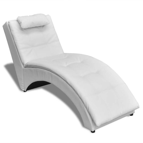 Vidaxl Chaise Longue Met Kussen Kunstleer - Wit