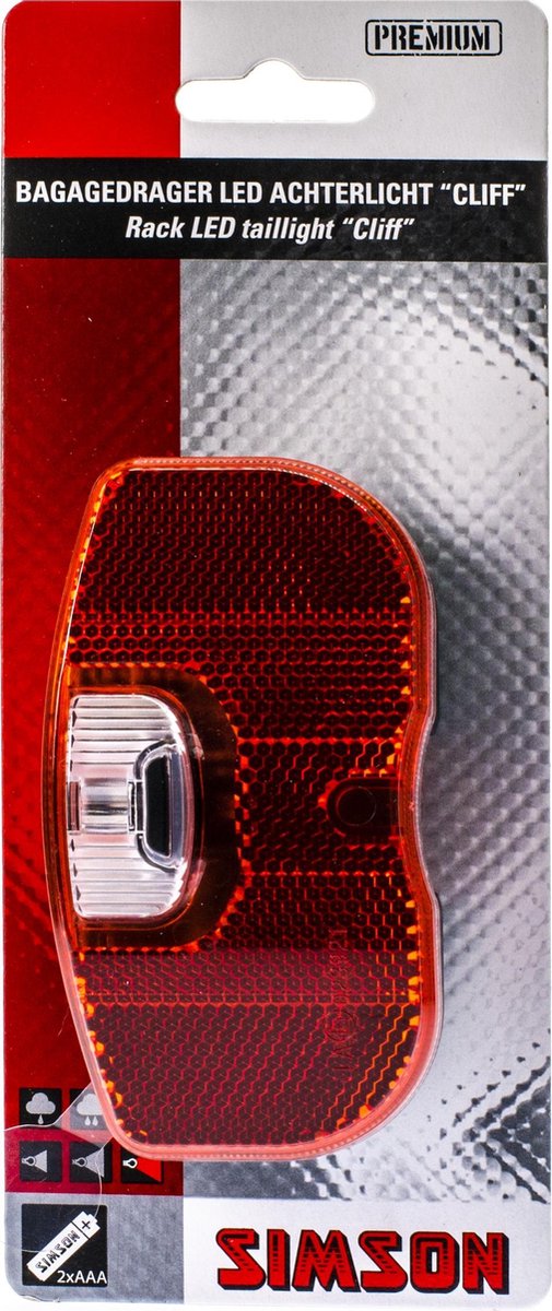 Simson Cliff Batterij Achterlicht Bagagedrager Led - Zwart